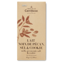 TABLETTE DE CHOCOLAT LAIT NOIX DE PÉCAN SEL & COOKIE - CAFÉ-TASSE